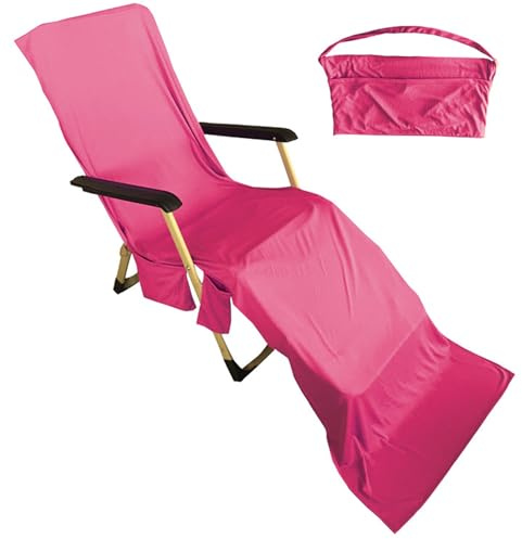 AWAVM Large Microfibre Lounger Towel,Sun Beach Towel Quick Dry Bathroom Pool Holiday,Sun Lounger Towels Lightweight For Holiday Garden Swim Pool Lounge with Pockets Purple 183x58cm (Rose)