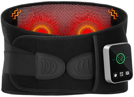 Almohadilla Eléctrica Lumbar, Manta Eléctrica Para Cintura, Cinturón Eléctrico Sin Cables Para Espalda, 3 Niveles De Calefacción y Masaje, 3 Temporizadores, para Dolor Abdomen, Espalda para Aliviar