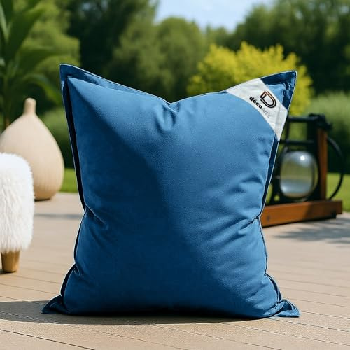 deco arts Housse pour Pouf Géant XL 120x80cm - Intérieur et Extérieur - Déhoussable - AntiUV - Bleu Pétrole