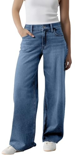 Generisch Vaqueros para mujer tallas grandes - Pantalones vaqueros ajustados de cintura alta con elástico, corte súper ajustado, talla grande, moda para mujer en diseño clásico, pierna ancha, cintura