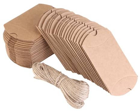 MOLUCKFU 150 St Kraftpappers Kuddlådor med Jutesnören Vintage Små Presentaskar för Bröllopsfavoriter för Jubileum Födelsedag och Halloween Festgåvor