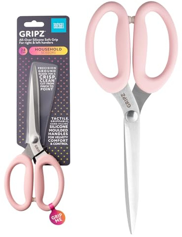 Taylors Eye Witness Gripz - Tijeras domésticas de 24 cm, diseño de flor de cerezo, cuchillas de acero inoxidable rectificadas con precisión, asas de silicona de agarre suave, tijeras ambidiestras