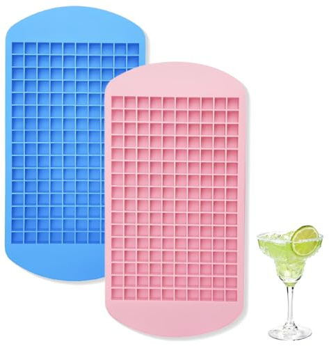 EAVUYIS 2 Piezas Mini Cubitera de Silicona Pequeña, Molde para Hielo Mini Cubitos, 160 Cubitos por Molde, Ideal para Bebidas, Whisky, Cócteles, Cocina y Bar - Fácil Desmoldado y Apilable