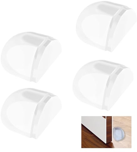 4 Piezas Tope de Puerta para Suelo Adhesivo, Topes Transparentes para Puerta, Pared y Muebles, Tope de Silicona sin Taladro para Azulejos, Laminado, Parquet, Vinilo y Suelos Duros Lisos, Hogar