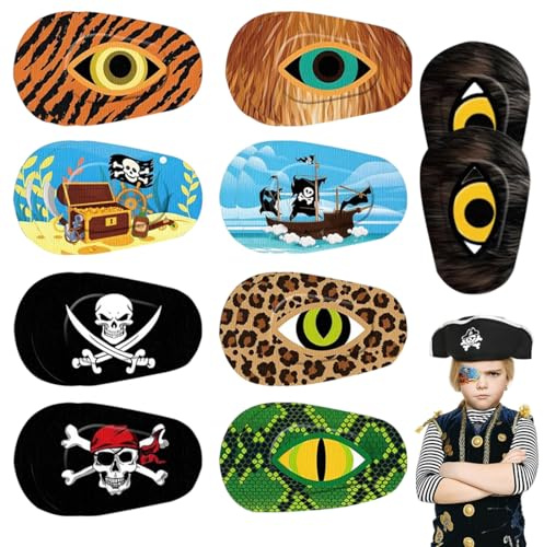 GXGM 18 Pezzi Bende per Gli Occhi, Eye Patch, Bende Oculari per Bambini, Benda Adesiva Sull'Occhio, Benda Adesiva per Bloccare la Luce Estiva per Bambini (9 Stili)