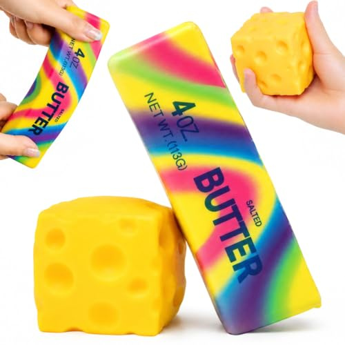 JoyLife Squishy, ostsquishy, 6 cm ostleksak stressboll, squishy stressbollar antistressboll, realistisk ostform, realistiska osthål, fidgetleksak för skola kontor resa
