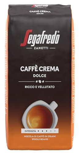 Segafredo Zanetti Caffè Crema Dolce - Ganze Bohen (1kg Packung) - Geeignet für Caffè Crema - Kaffeebohnen mit heller bis mittlerer Röstung, mild und ausgewogen im Geschmack