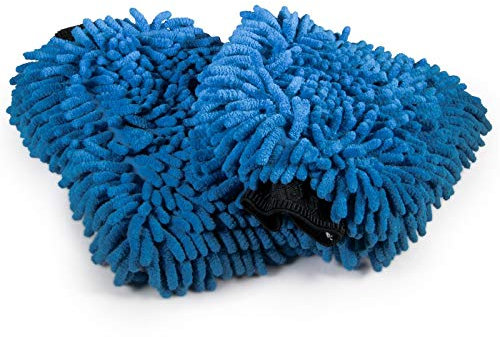 Cosey - 2er Pack, Chenille-Reinigungshandschuh, 19x25cm, blau