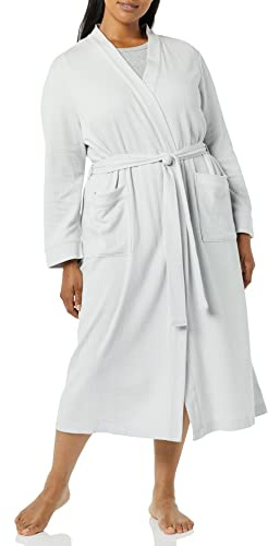 Amazon Essentials Women's Lightweight Waffle Full-Length Robe (Available in Plus Size), Light Grey, XL