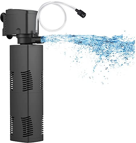TARARIUM Aquarium Filter for 55-150 Gal. Tank Crystal 300GPH Biochemical Filtration Powerful Pump Submersible Internal Fish Tank Filters Large Tank Pond Clear Wavemaker Air Supply 4 in 1