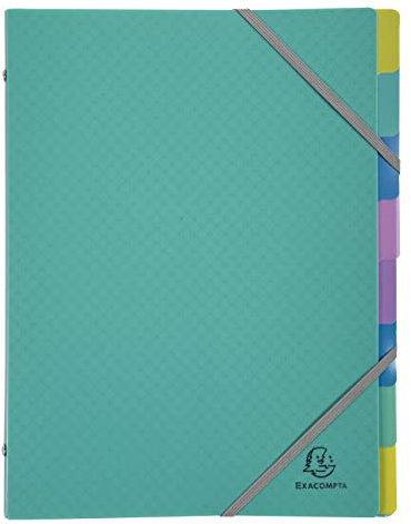 Exacompta 56193E Premium Ordnungsmappe Forever Young aus recyceltem Kunststoff 8 Fächer, 2 Gummizügen für DIN A4 Blauer Engel zertifiziert Türkis