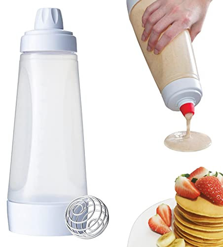 elthmpr Dosatore per impasti, pancake pancake dispenser dosatore con sfera di miscelazione strumento per pancake waffle crêpe bottiglie di salsa