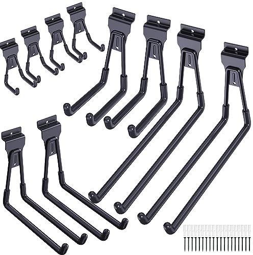 Heevir Slatwall - Ganchos para colgar, 2.8 a 11 pulgadas, accesorios de pared de listones de garaje, ganchos resistentes de varios tamaños, paquete de 10