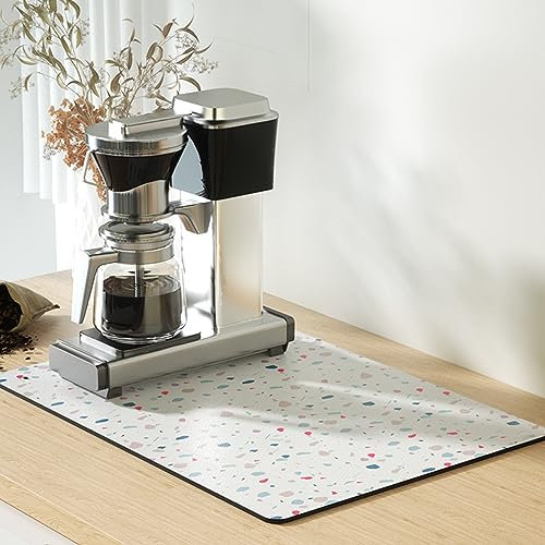 Alfombrilla Escurreplatos, 40x50cm Absorbente Alfombrilla Fregadero Cocina, Diatomita Alfombrilla Cafetera, Protector Mueble Fregadero, Alfombra Seca Antideslizante para Encimera de Cocina(Blanco)