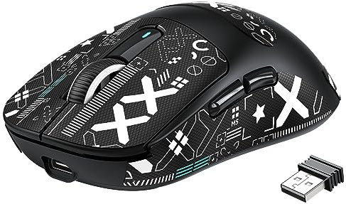 VGN Game Power x Attack Shark X3 Superlight Kabellose Gaming-Maus, 49g Ultraleicht Esports Mouse, 26000DPI, PAW3395 Sensor, 2.4G/BT/Kabelgebunden, G502, Griptape-Set, Bis zu 200 Std. Akku, Schwarz