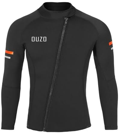 WYYHAA 1.5mm Neoprene Wetsuit Top Men Women, Long Sleeve Front Zip Wetsuit Jacket, Keep Warm for Diving Surfing Kayaking Swimming Scuba,Men,4XL
