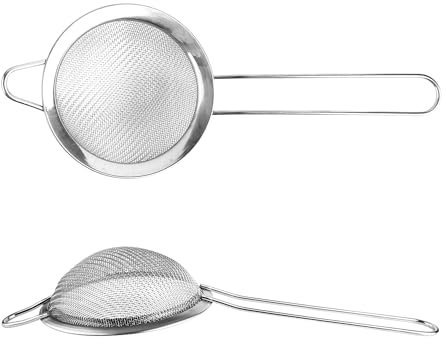 Rumyve 2 Pcs Stainless Steel Fine Mesh Tea Strainers,Small 8 cm Diameter Kitchen Colander Filter with Handle for Spices Juice Egg Tea Coffee Flour Sifting