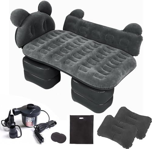 Sadodo Aufblasbare Auto Luftmatratze,SUV Aufblasbare Matratze fürs Camping im Auto,mit Elektrische Pumpe,2 Kissen,Auto Fußpolster,Auto Matratze Boot für Reisen, Camping,Autobett Outdoor Aktivitäten