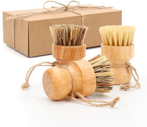 Spazzola a forma di funghi, 3 pezzi, in legno, spazzola per champignon, spazzola per verdure, cucina per stoviglie, pentole, pentole, padelle, ecologica