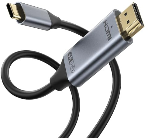 Amzpas USB C To HDMI,2M Cavo HDMI USB C 4K a 60Hz UHD Thunderbolt 3/4 per iPhone 16 Pro/Max/iPhone 15,MacBook Pro/Air,iMac,iPad Pro/Air,Samsung S23/S22/S10,Huawei P40 /P30,Dell XPS (60HZ)