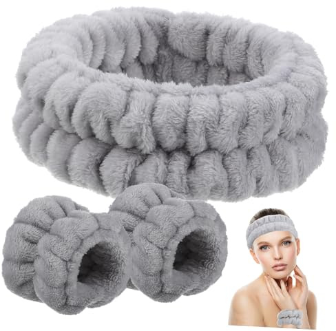 PACKOVE Bandeau Spa Et Bracelets Nettoyants Pour Visage Douche Et Bain Pour Femmes Et Filles Tissu Doux Et Extensible