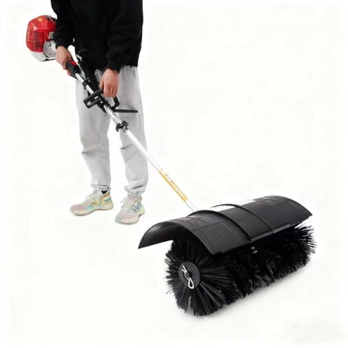 Barredora de 2 tiempos de 52 CC, 1,7 kW, limpieza de nieve, tamaño del cepillo: 23 x 52 cm, escoba de gasolina de 2,3 HP con gafas protectoras y correa para el hombro