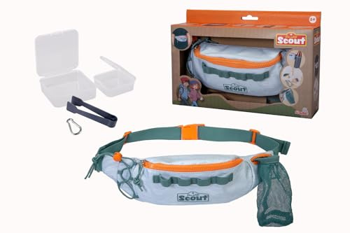 Simba Scout – Bolsa de cinturón con accesorios, bolsa de exploración para niños con compartimento principal, soporte de red, trabillas, mosquetón, pinzas y contenedor, juguete para exteriores a partir
