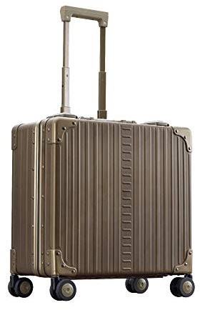 All Aluminum Lightweight 17 Deluxe Rolling Laptop Catalog Case for Men and Women | Vertical Opening Carry-On Bag with TSA Locks & Aircraft-Grade Aluminum Frame - Optimal Travel Companion (Champagne)