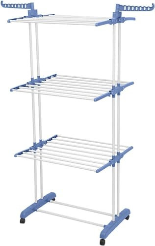 Small Stendino Stendibiancheria a Torre Modulabile e Pieghevole in Acciaio e ABS Richiudibile Salvaspazio