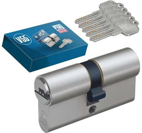 BASI | Cilindro doppio profilo V55 40/60 mm | funzione di emergenza e pericoli | serratura a cilindro | 5 chiavi reversibili e scheda di codice | chiave per trapani | protezione per picking e