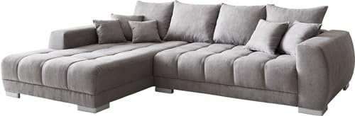 DELIFE Sofa Josea Mikrofaser Steingrau 300x220 cm Recamiere Links Ecksofa