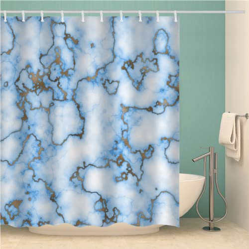 Srigzcaly Cortina de ducha 180 x 180 cm, con mármol, estor de ducha para bañera, poliéster grueso, resistente al moho, impermeable y antibacteriano, lavable, con 12 anillas de cortina de ducha