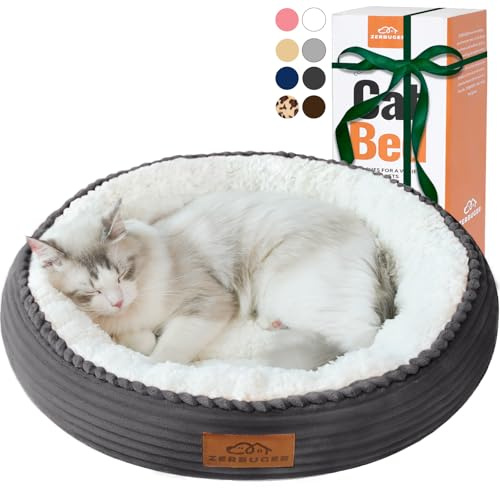 Cat Bed, 20In Dog Beds for Small Dogs, Calming Cat & Dog Beds for Indoor Pets, Pet Beds Comfortable Donut Round Ultra Soft, Washable for Puppy and Kitten with Slip-Resistant Bottom (Dark Grey)