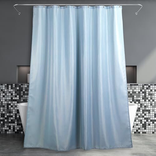 Duschvorhang Blau Textil Badezimmer Vorhang: Nebel Blau Leinen Stoff Anti Schimmel Waschbar Wasserabweisend Polyester Duschvorhang Badewanne - Elegante Dekorative Shower Curtain - 183x183 cm