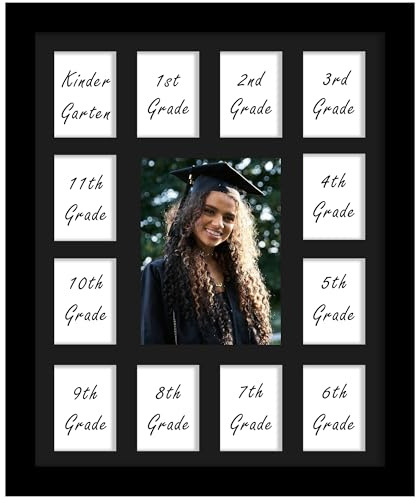 DUENPY 12x16 K12 School Year Frame 1 5x7 12 Small Photos Black