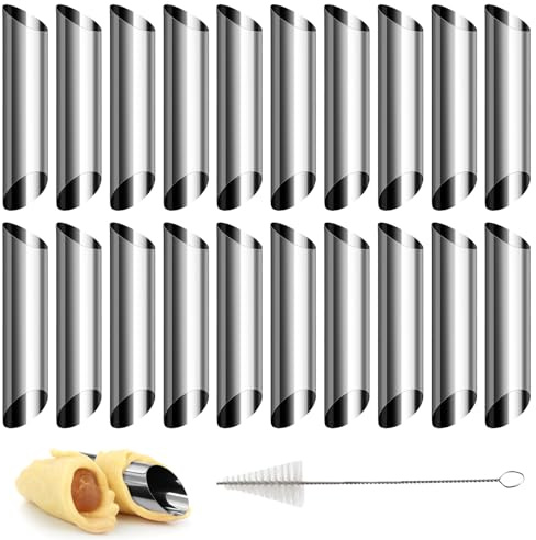 TETEWEVER 21 Pezzi Cilindri per Cannoli, Stampi per Cannoli in Acciaio Inossidabile Stampo Cannoli Siciliani, Stampi Cannoli per Crema, Croissant, Cannoli