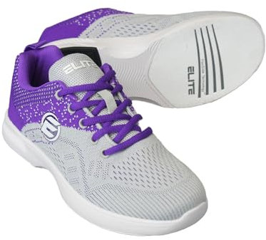 ELITE Women's Comfort Bowling Shoes, Grey/Violet, 4 UK