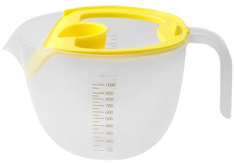 Oldmoom Egg Beating Cup - Bakery Measuring Cup Mixing Bowl with Scale,Food Grade Heat Resistant Egg Beating Bowl with Pour Spout and Filter for Oven