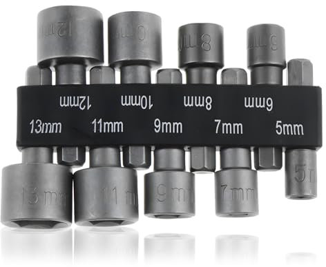 9PCS Screwdriver Bits Sets, 5-13mm Hex Drill Bits Sets, 1/4 inch Hex Shank Magnetic Nut Setter, Quick Change Metric Nut Driver Set, Impact Driver Socket Adapter