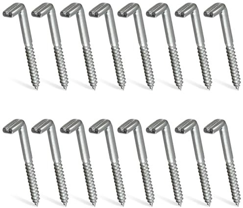 BNGXR Lot de 16 crochets à vis en acier carbone en forme de L 18 x 65 mm pour accrocher des objets