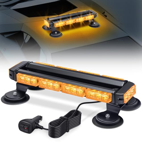 Fxlpower Lampeggiante LED, 12V-24V LED Giallo Avvertimento Luci Lampeggianti con 20 Magneti Robusti Magnetico per Trattore con Carrello Elevatore Veicoli da Costruzione