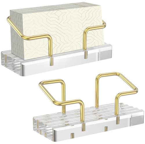 SUPPUIMNT 2 Stück Visitenkartenhalter Acryl Desktop Visitenkartenständer Metall Aufbewahrung Kartenhalter mit Transparente Acrylsockel für Schreibtisch Ausstellung Zuhause Büro