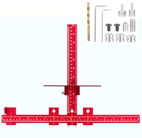 Cabinet Hardware Template, Aluminum Woodworking Punch Locator, Adjustable Cabinet Template Tool for Installing Drawer Door Pulls and Knobs