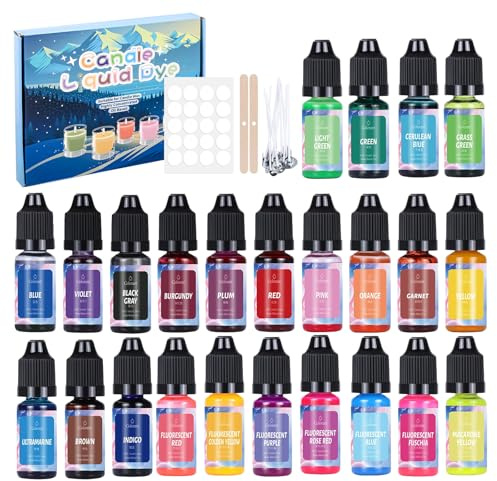 Coloranti Liquidi per Candele - 20 Colori ad Alta Concentrazione per Cera di Soia, d'Api e Gel - Kit Professionale per Fai da Te e Realizzazione