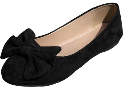 Ballerina Shoes Women's Comfortable Flat Ballet Flats Slip Loafers, Flat Opening, Spring/Lightweight, Breathable, with Large Bow Decoration, Soft Bottom, Casual Slouchy Shoes, Ballerinas Women, d, 4.5