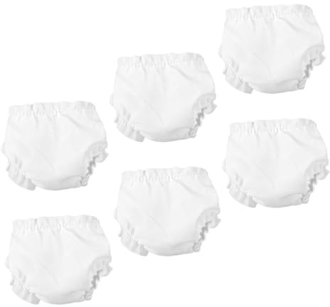 Veemoon Lot de 6 Culottes Blanches pour Poupée 10 Pouces sous-vêtements Ajustables et Flexibles en Tissu Lavable Accessoires pour Habiller Poupée Couches Factices Bébé