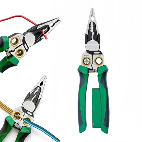 Topolenashop Pinza Spelafili 8 in 1 con Tester Tensione AC/DC 12-250V – Pinza Crimpatrice, Tagliafili e Spellacavi AWG 10-24 – Attrezzo Multifunzione per Elettricisti 07828