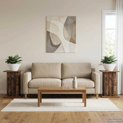 sephironlbb Växtställ 2 st gammalt trä trämaterial 30,5 x 30 x 43 cm stabil fuktbeständig för vardagsrum balkong terrass som växthylla blompelare piedestal pall dekoration