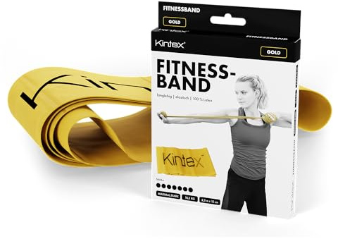 Kintex Träningsband, 2,5 m x 15 cm, gymnastikband i 7 tjocklekar, 100% latex, bärbart träningsband