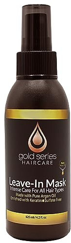 Moroccan Gold Series Leave-In Hair Mask – Argan Oil Hair Mask Enriched with Keratin – Nourishing and Gently Detangling Leave In Conditioner Spray for Curly, Frizzy or Damaged Hair, 125 ml